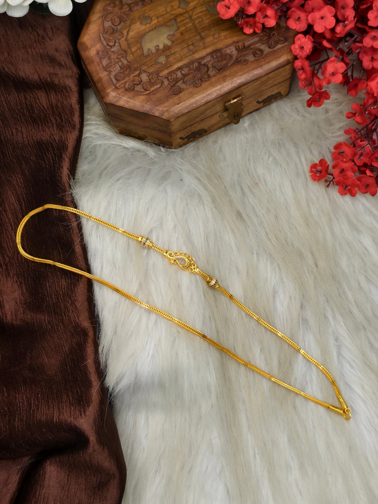 Foming Mugappu chain (1Gram Gold plated) Stone Model