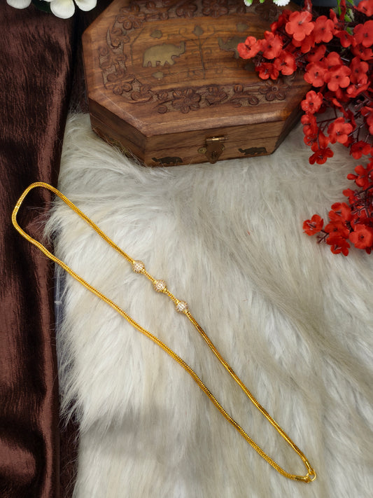 Foming Mugappu chain (1Gram Gold plated) Stone Ball  Model Real gold looks