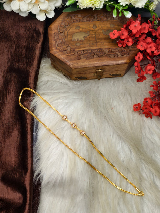 Foming Mugappu chain (1Gram Gold plated) Stone Ball  Model Real gold looks
