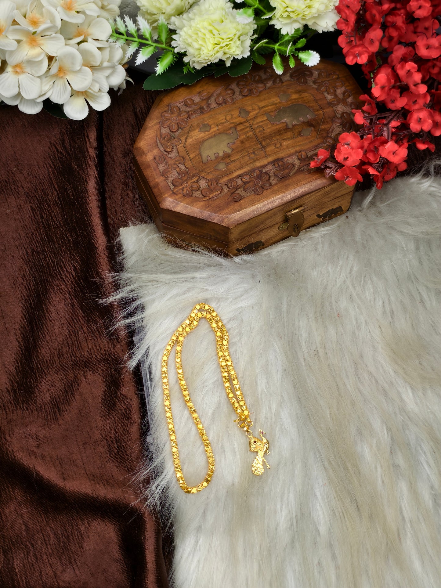 Forming matte finished (1Gram gold plated) Heart Chain With Doller