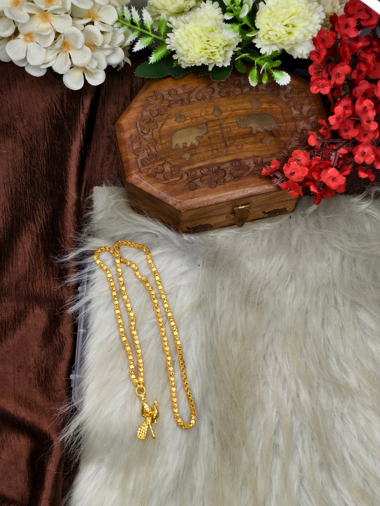 Forming matte finished (1Gram gold plated) Heart Chain With Doller