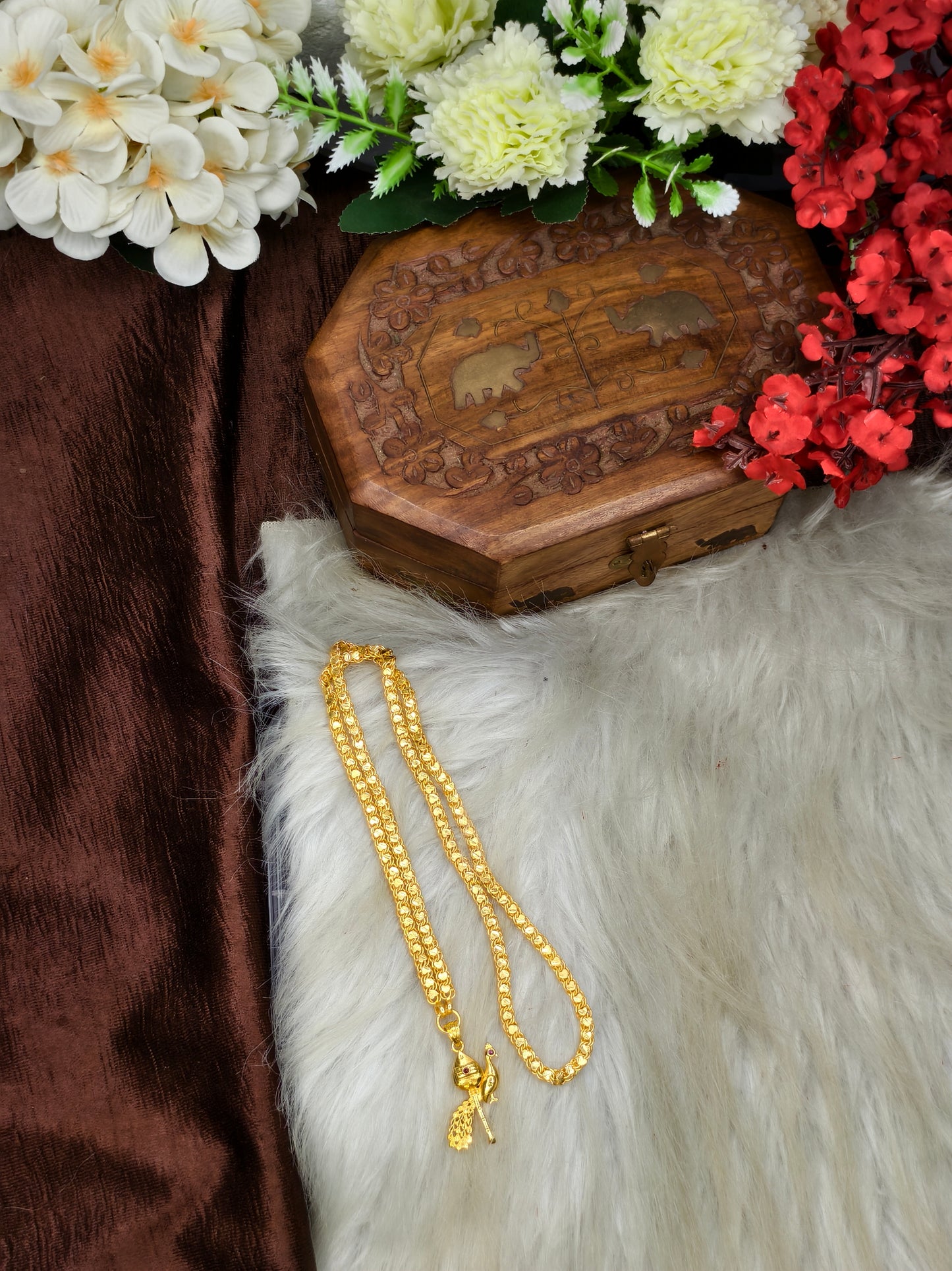 Forming matte finished (1Gram gold plated) Heart Chain With Doller