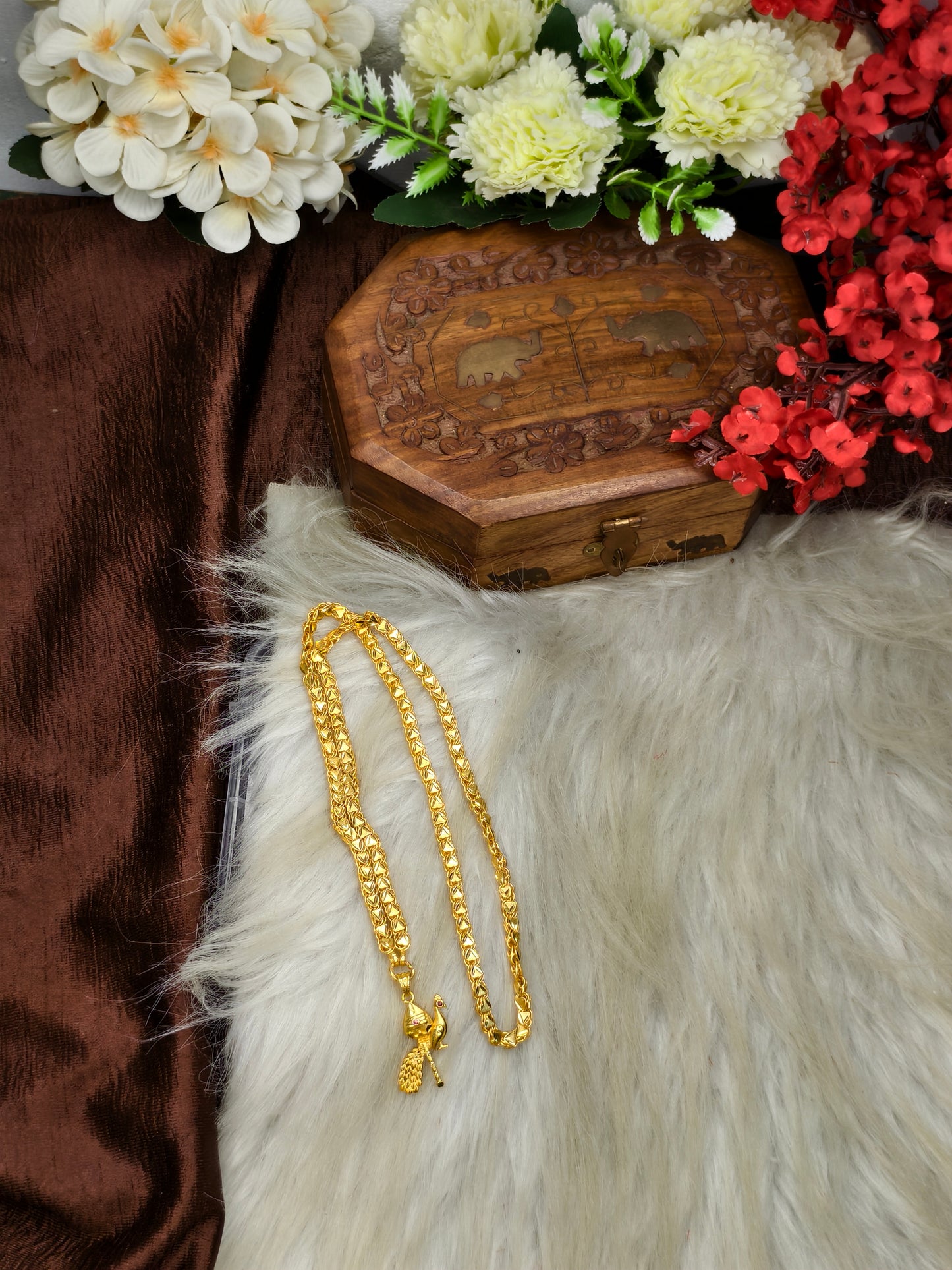 Forming matte finished (1Gram gold plated) Heart Chain With Doller