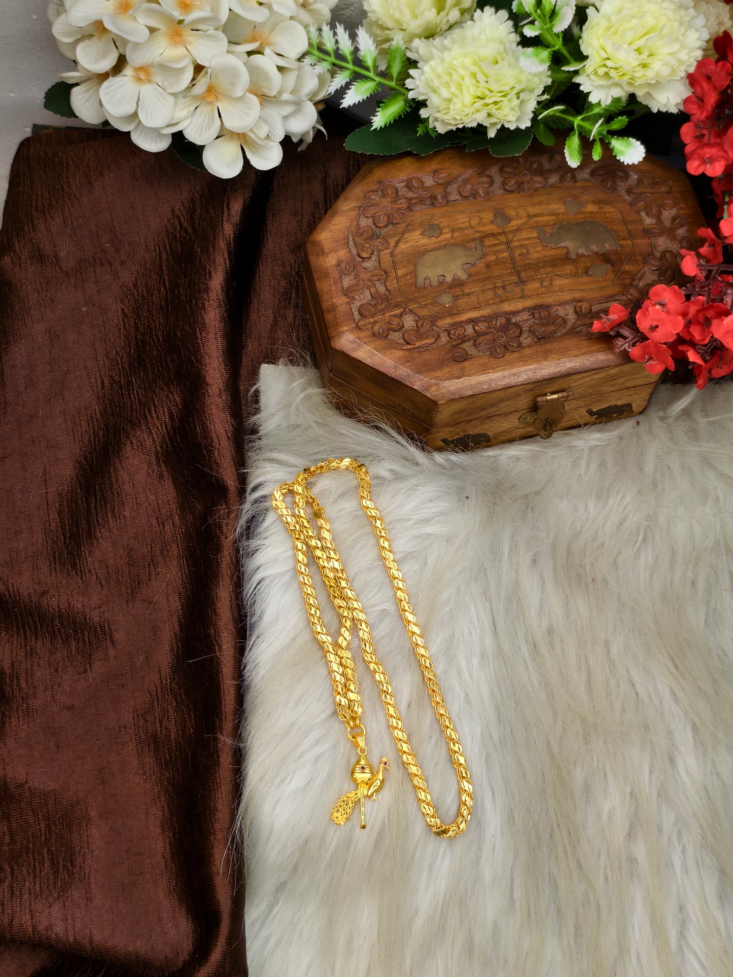 Forming matte finished (1Gram gold plated) Leaf  Chain With Doller