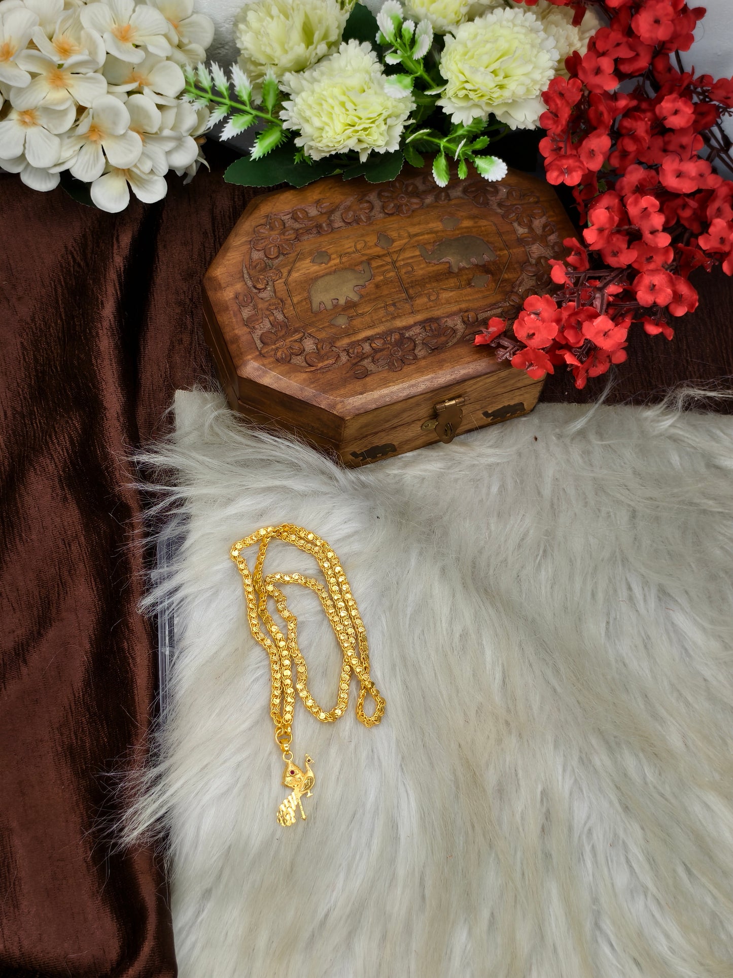 Forming matte finished (1Gram gold plated) Heart Chain With Doller