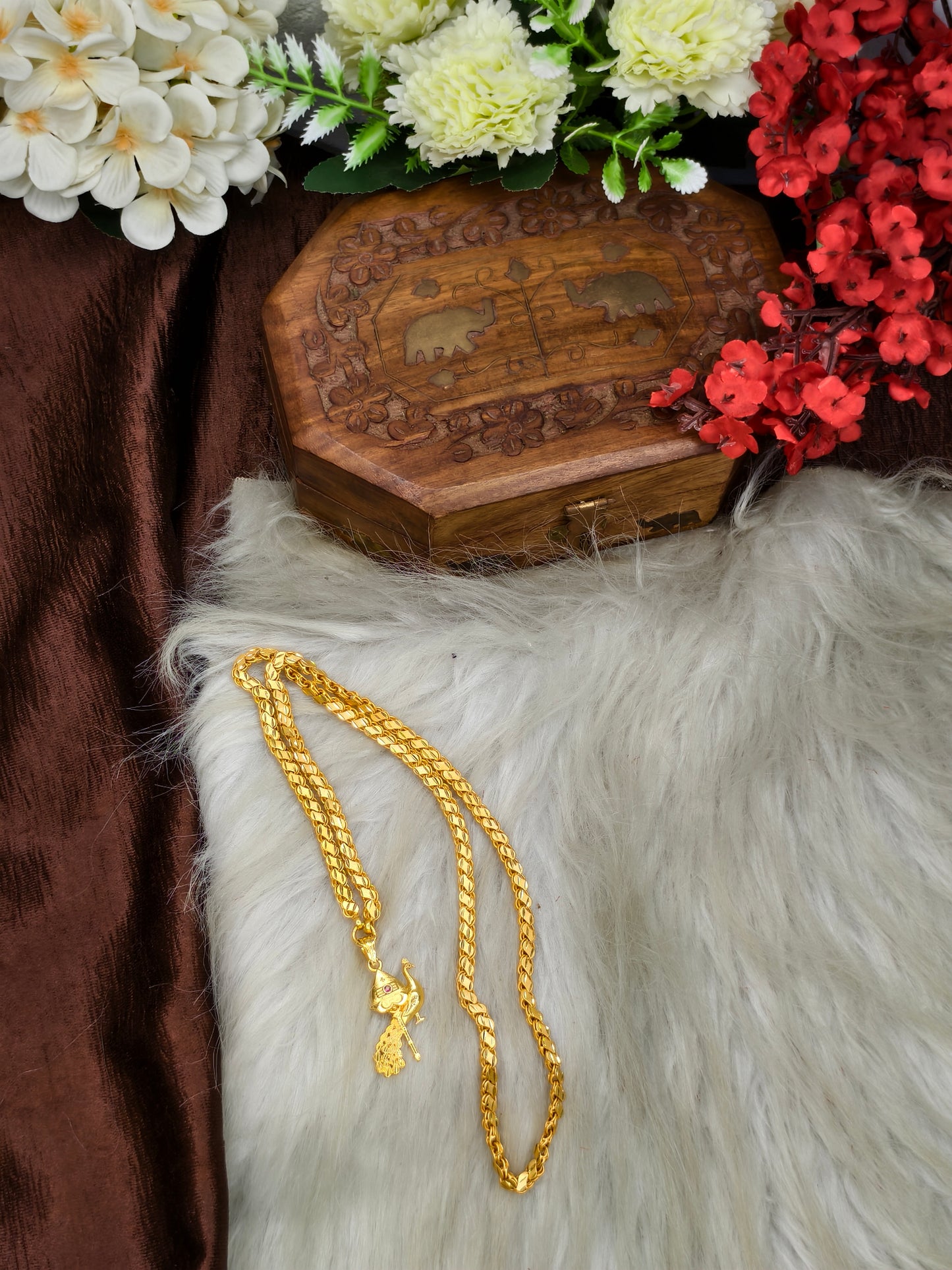 Forming matte finished (1Gram gold plated) Leaf  Chain With Doller