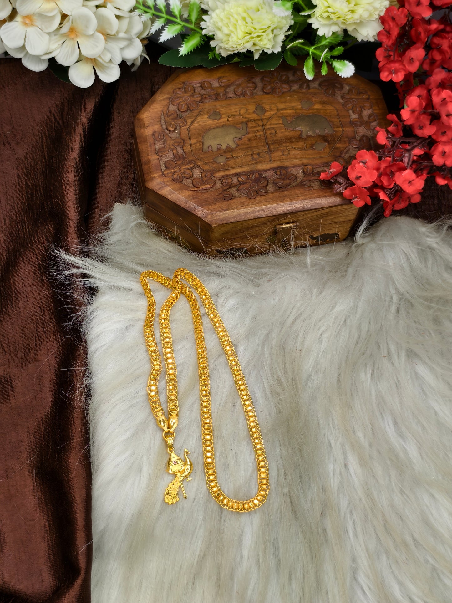 Forming matte finished (1Gram gold plated) Ring  Chain With Doller