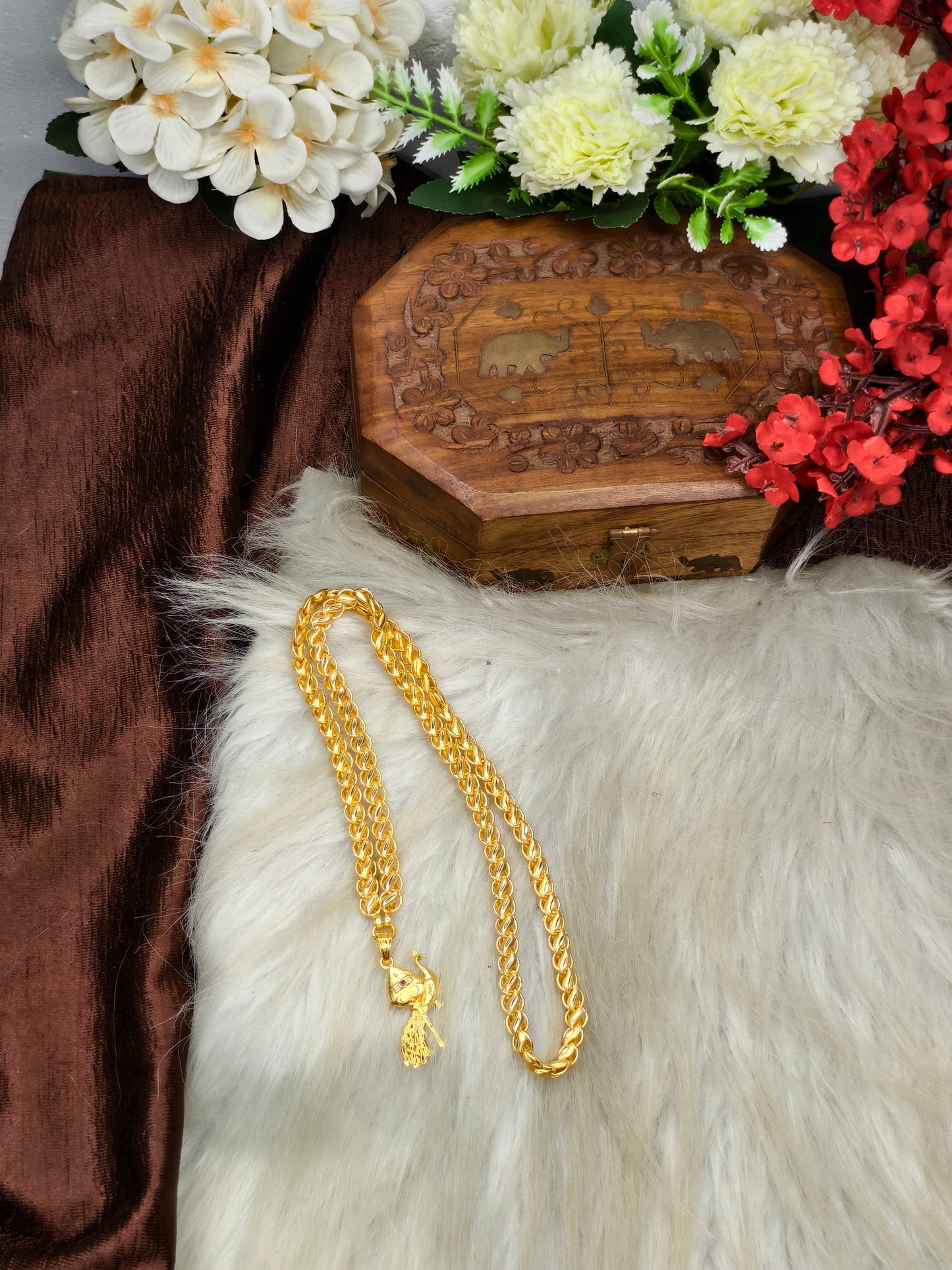 Forming matte finished (1Gram gold plated) Lotus chain With Doller