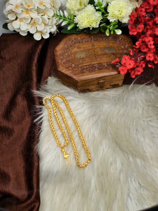 Forming matte finished (1Gram gold plated) Lotus Chain With Doller
