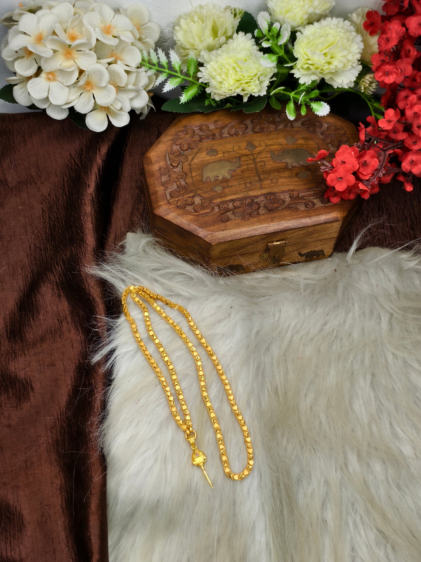 Forming matte finished (1Gram gold plated) Heart Chain With Doller