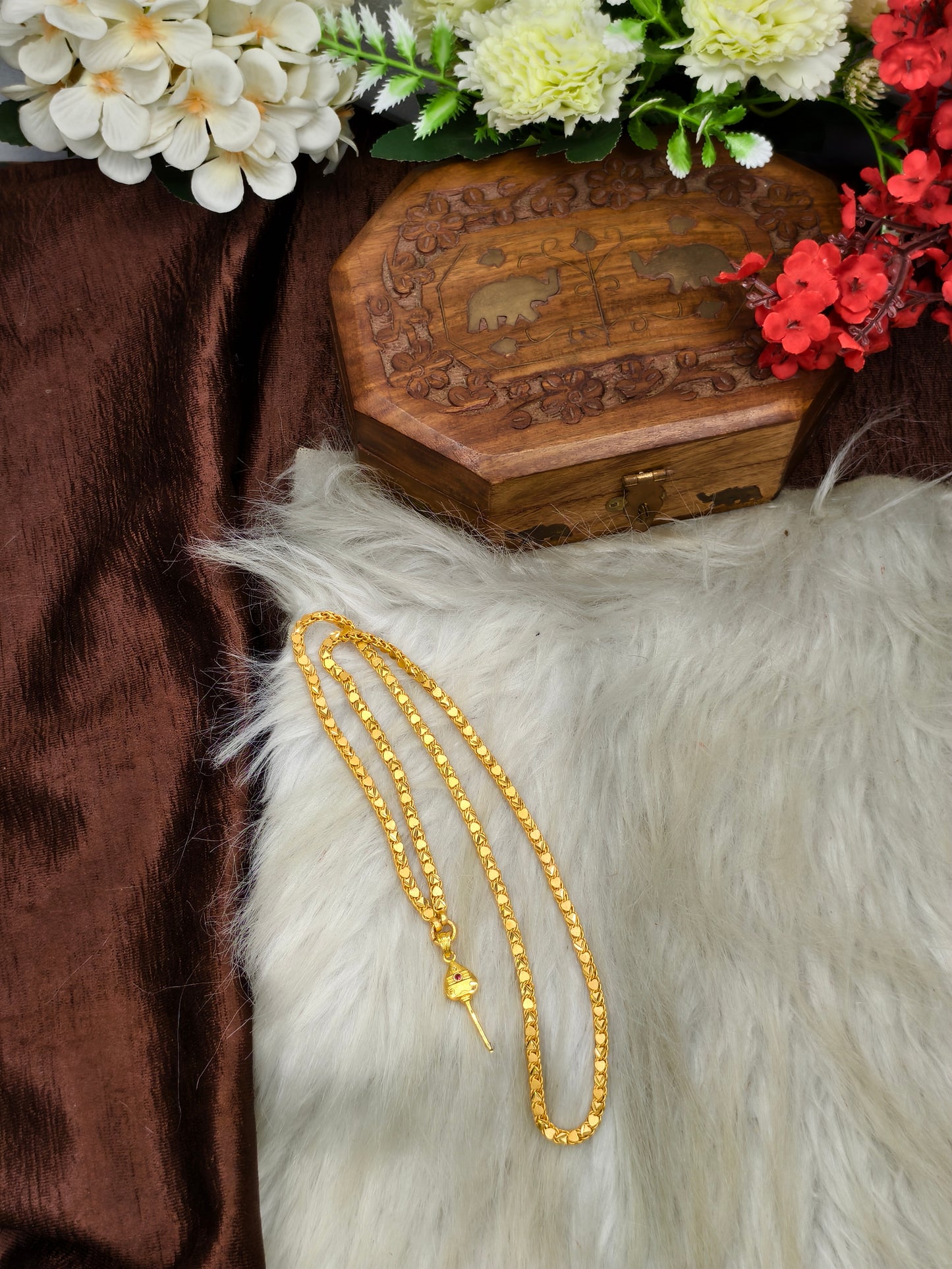 Forming matte finished (1Gram gold plated) Heart Chain With Doller