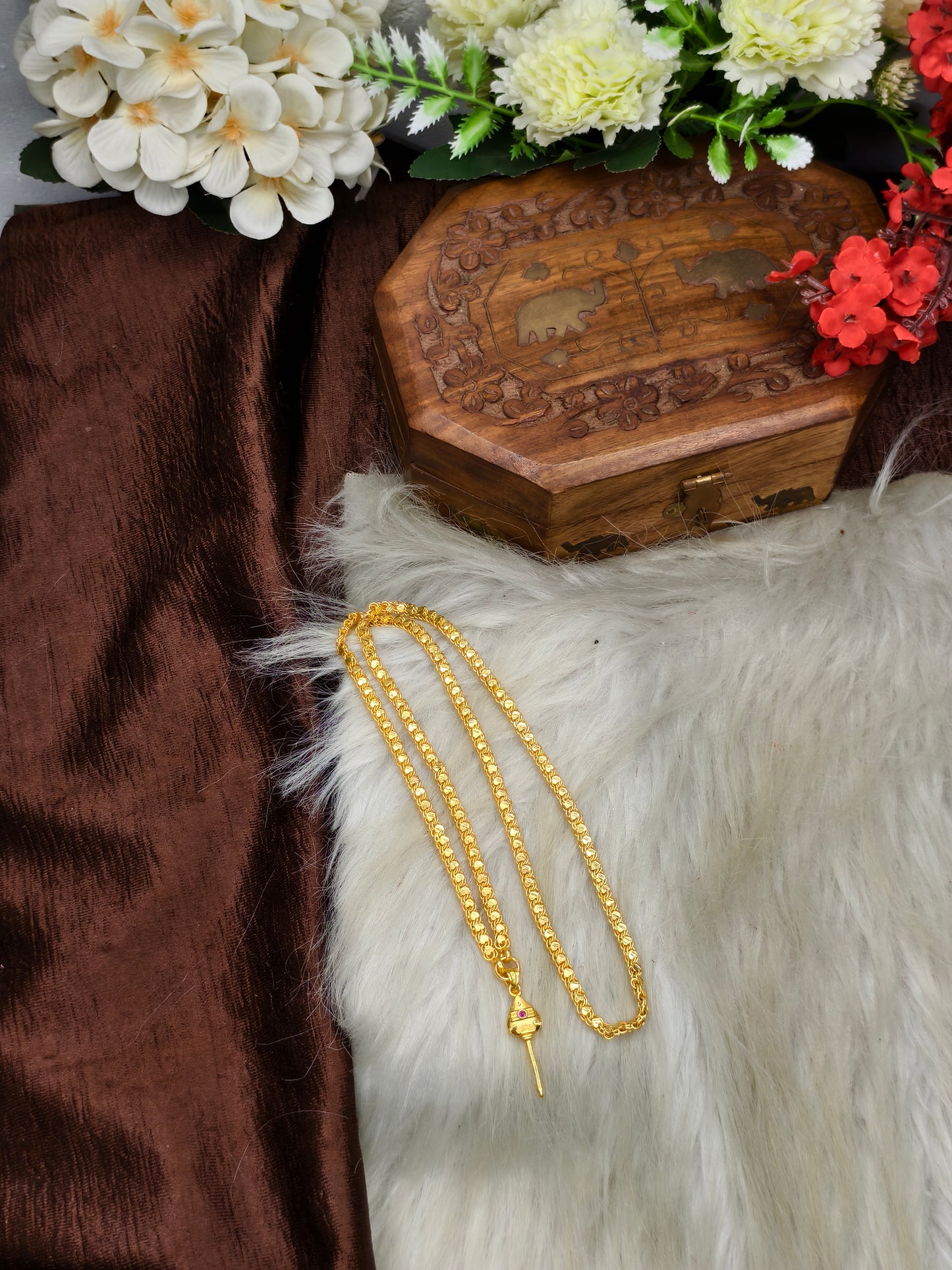 Forming matte finished (1Gram gold plated) Heart Chain With Doller