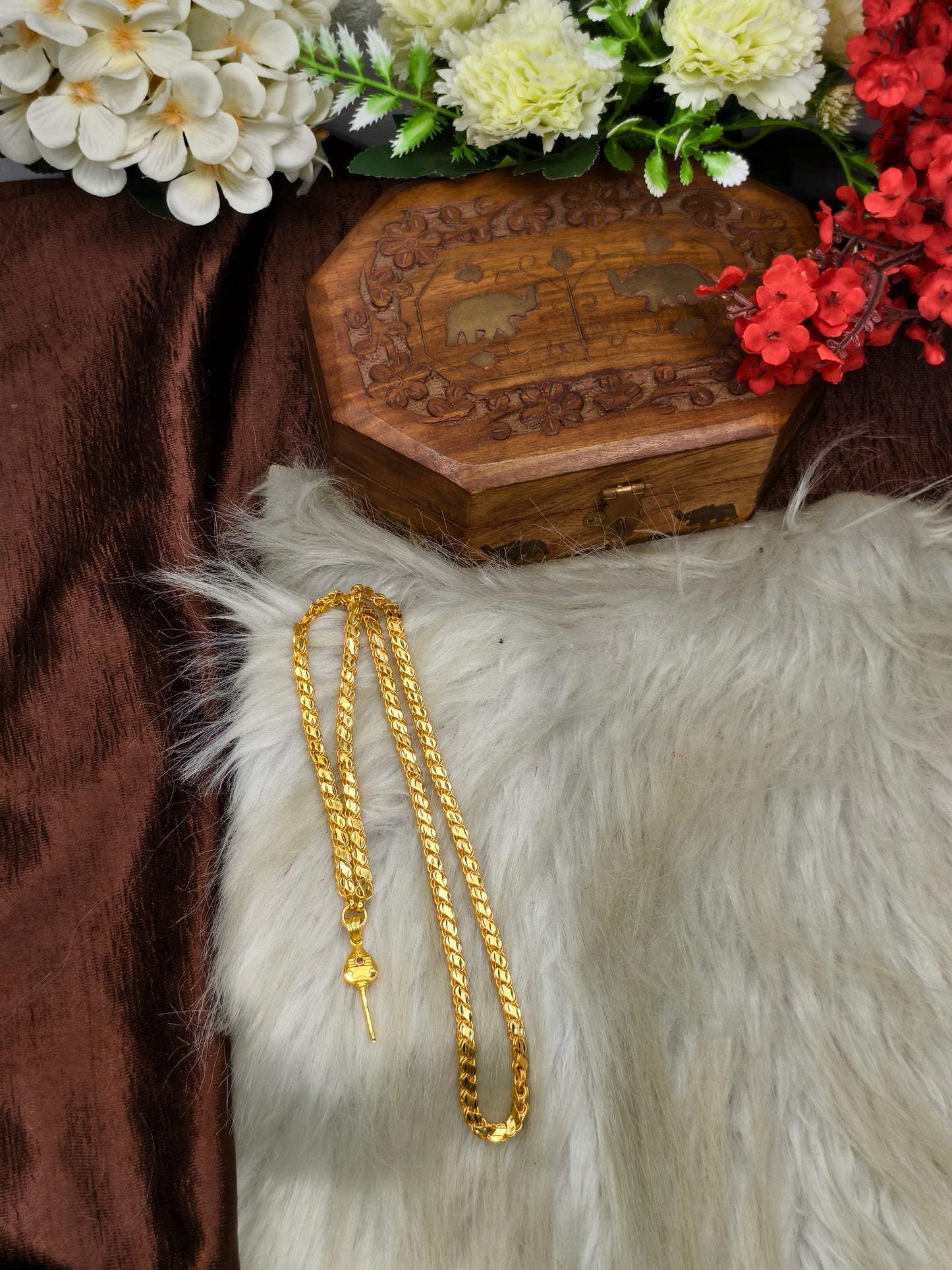 Forming matte finished (1Gram gold plated) Leaf  Chain With Doller