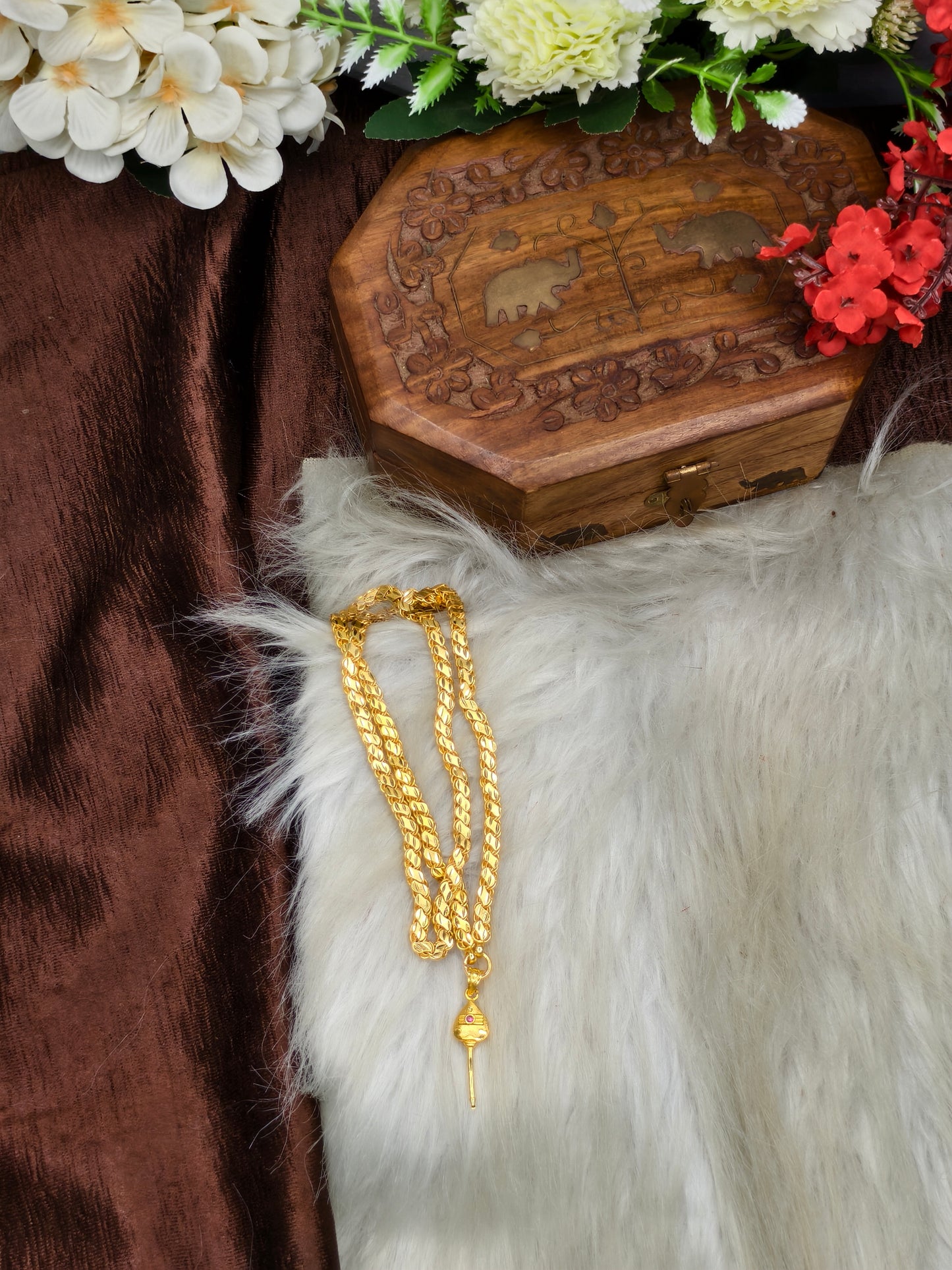 Forming matte finished (1Gram gold plated) Leaf  Chain With Doller