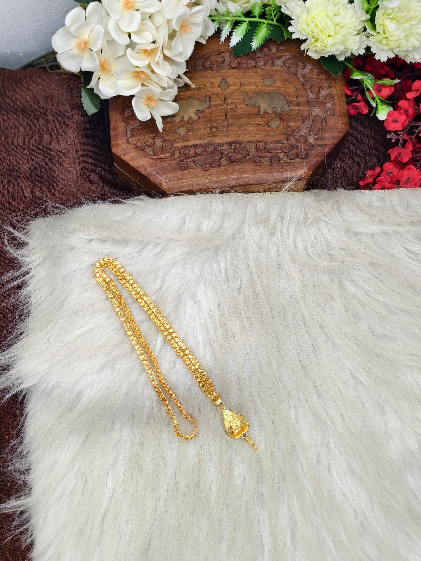 Forming matte finished (1Gram gold plated)Heart Chain With Doller