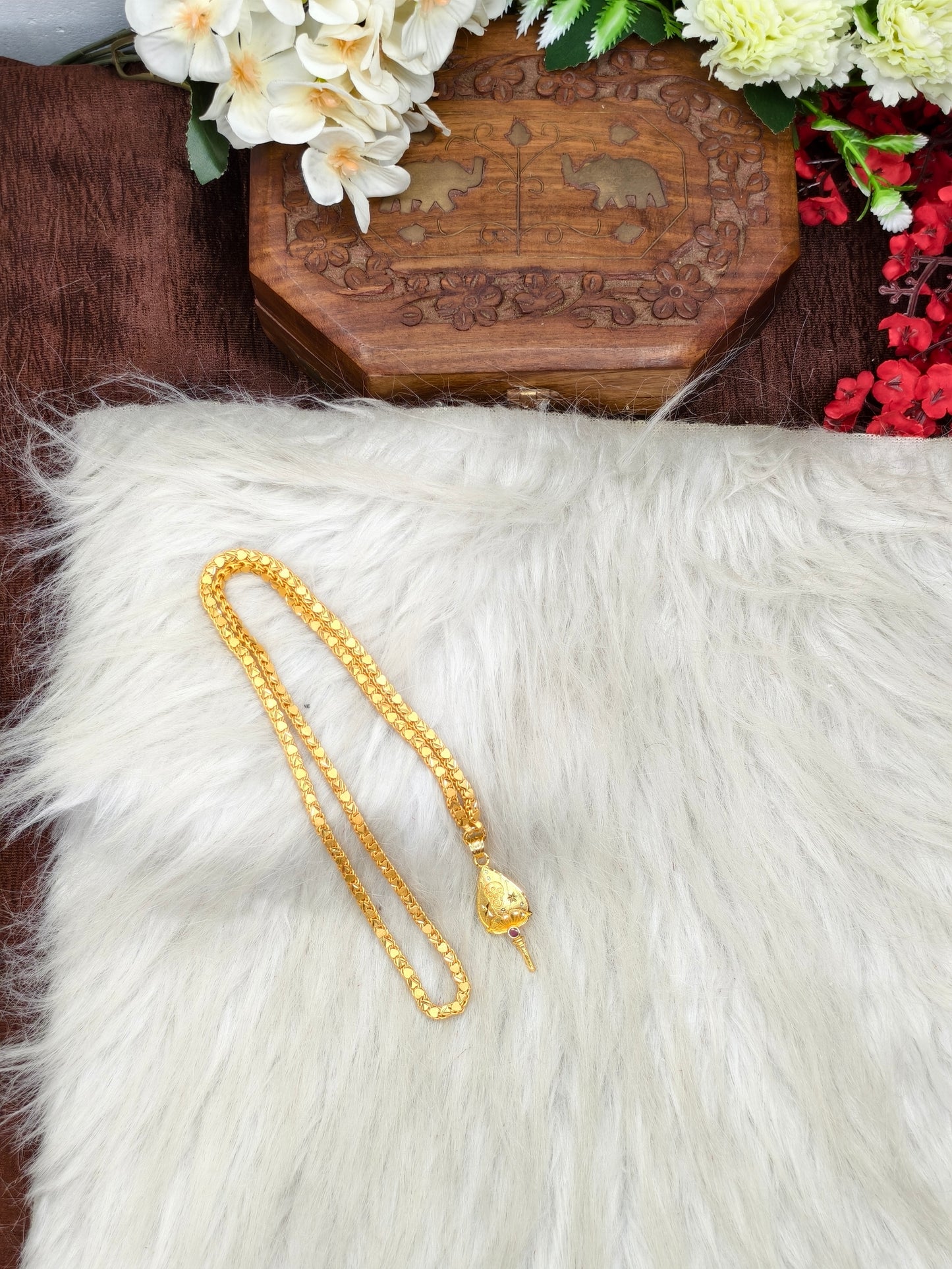 Forming matte finished (1Gram gold plated)Heart Chain With Doller