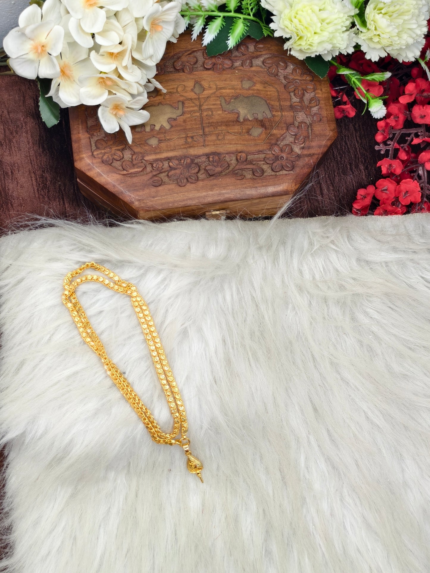 Forming matte finished (1Gram gold plated)Heart Chain With Doller