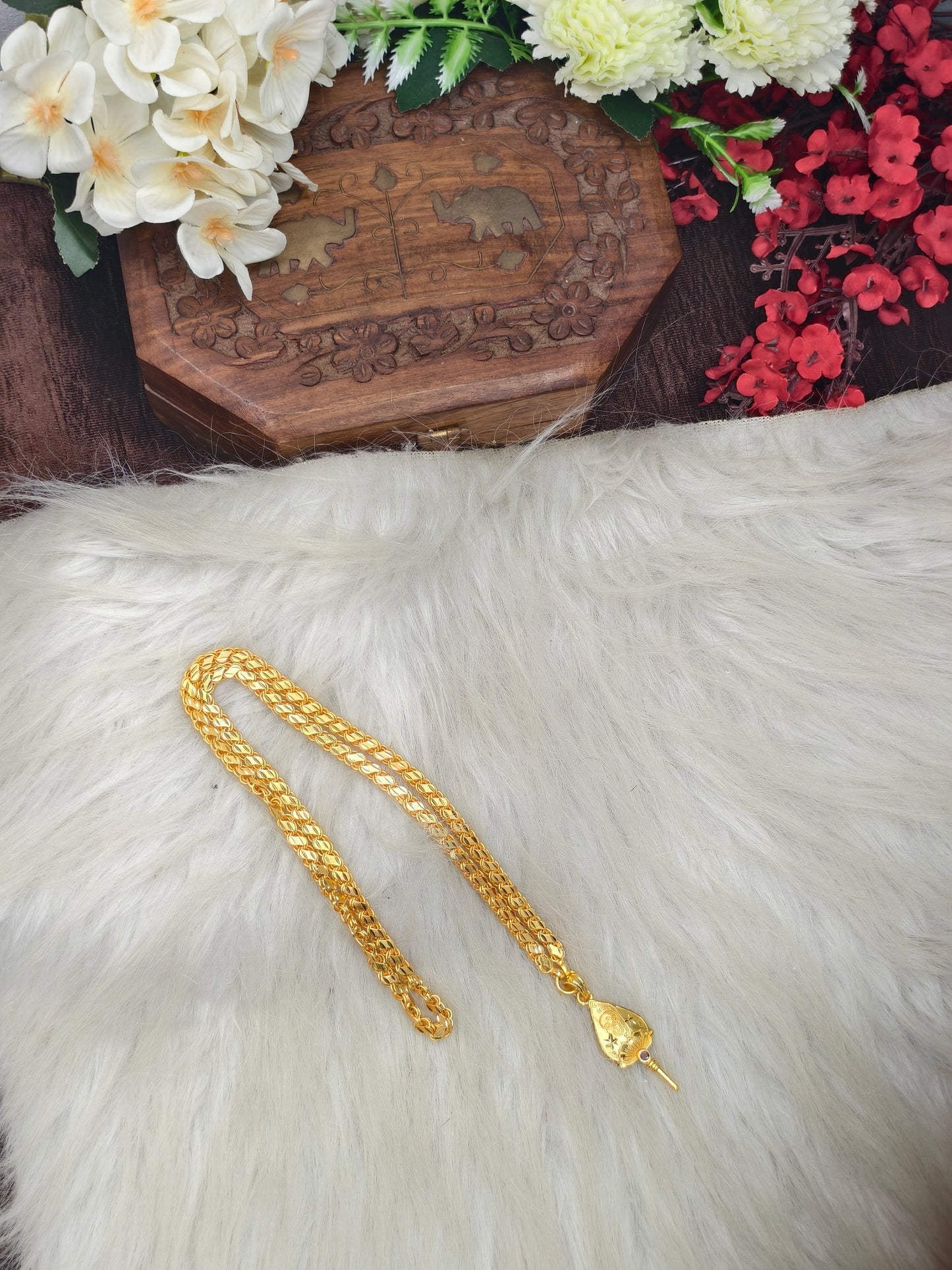 Forming matte finished (1Gram gold plated) Leaf  Chain With Doller