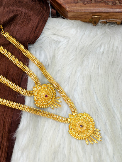 1 Gram Gold Plated Matte Finish Haram Necklace Combo for Women – Traditional Bridal Jewellery