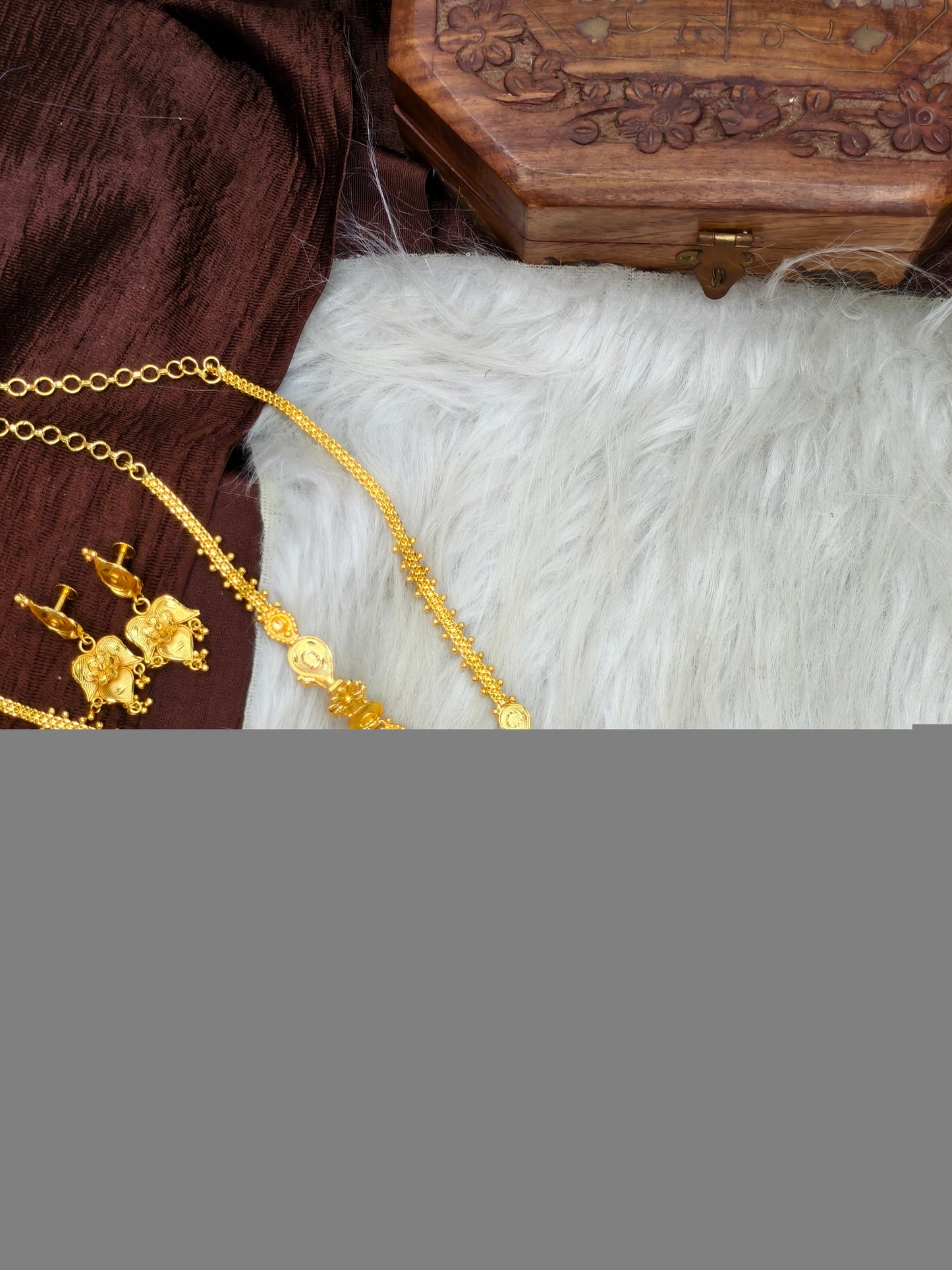 1 Gram Gold Plated Matte Finish Haram Necklace Combo for Women – Traditional Bridal Jewellery