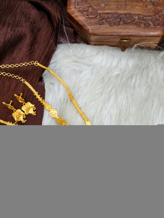 1 Gram Gold Plated Matte Finish Haram Necklace Combo for Women – Traditional Bridal Jewellery