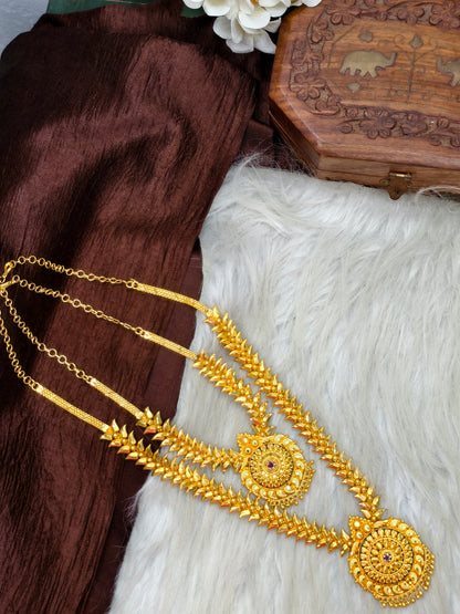1 Gram Gold Plated Matte Finish Haram Necklace Combo for Women – Traditional Bridal Jewellery