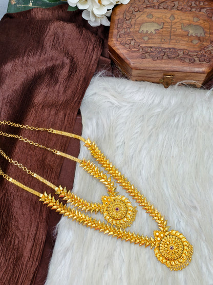 1 Gram Gold Plated Matte Finish Haram Necklace Combo for Women – Traditional Bridal Jewellery