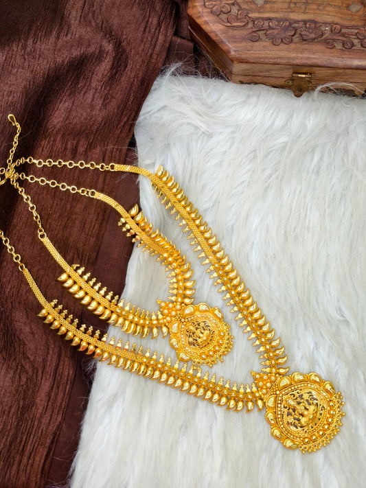 1 Gram Gold Plated Matte Finish Haram Necklace Combo for Women – Traditional Bridal Jewellery