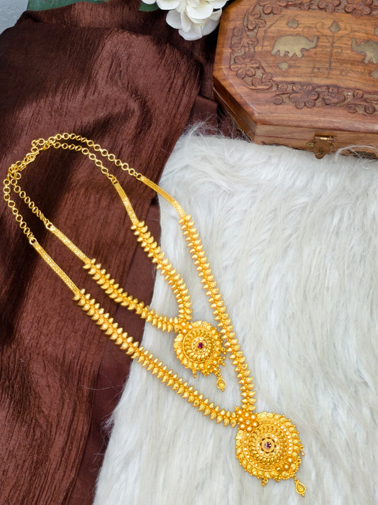 1 Gram Gold Plated Matte Finish Haram Necklace Combo for Women – Traditional Bridal Jewellery