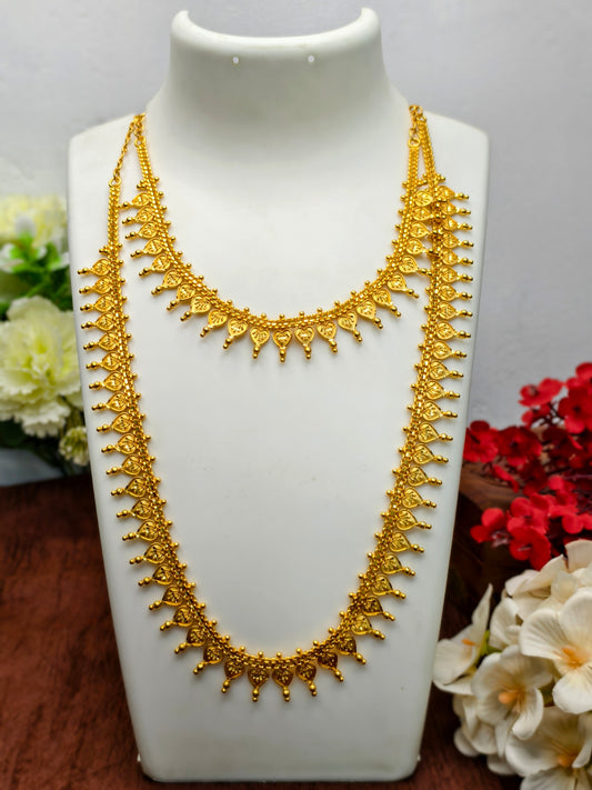 1 Gram Gold Plated Matte Finish Haram Necklace Combo for Women – Traditional Bridal Jewellery