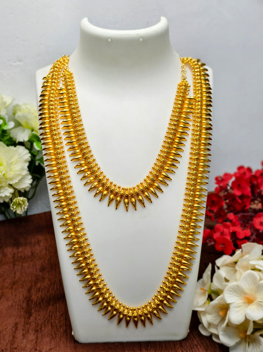 1 Gram Gold Plated Matte Finish Haram Necklace Combo for Women – Traditional Bridal Jewellery