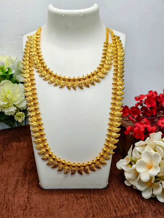 1 Gram Gold Plated Matte Finish Haram Necklace Combo for Women – Traditional Bridal Jewellery