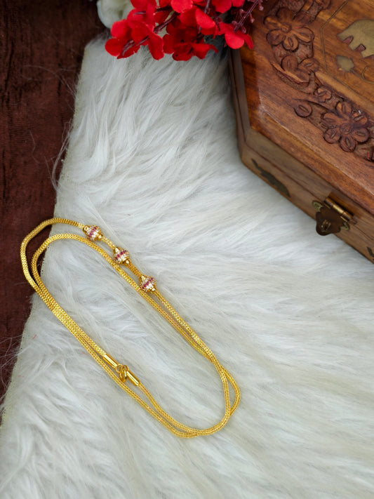 Micro gold plated  Mugappu chain (1Gram Gold plated) Stone Model