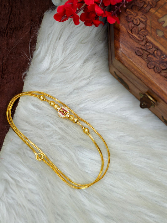 Micro gold plated Mugappu chain (1Gram Gold plated) Stone Model