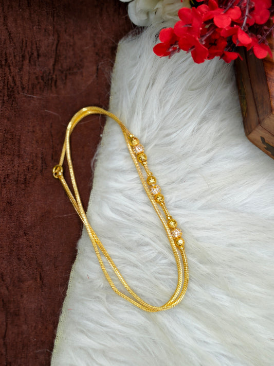 Micro gold plated Mugappu chain (1Gram Gold plated) Stone Model