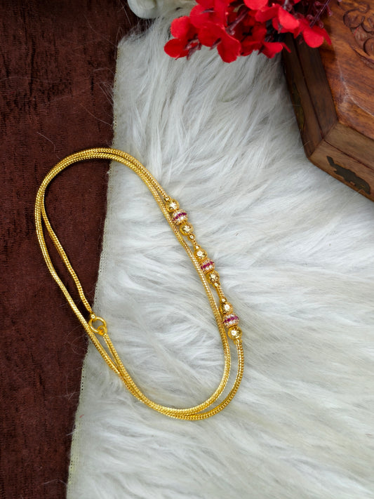 Micro gold plated Mugappu chain (1Gram Gold plated) Stone Model