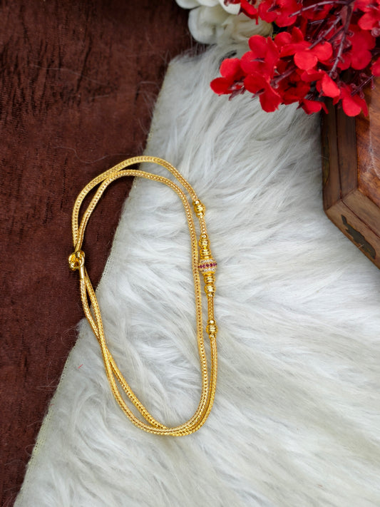 Micro gold plated Mugappu chain (1Gram Gold plated) Stone Model