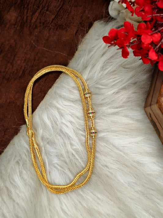 Micro gold plated Mugappu chain (1Gram Gold plated) Stone Model