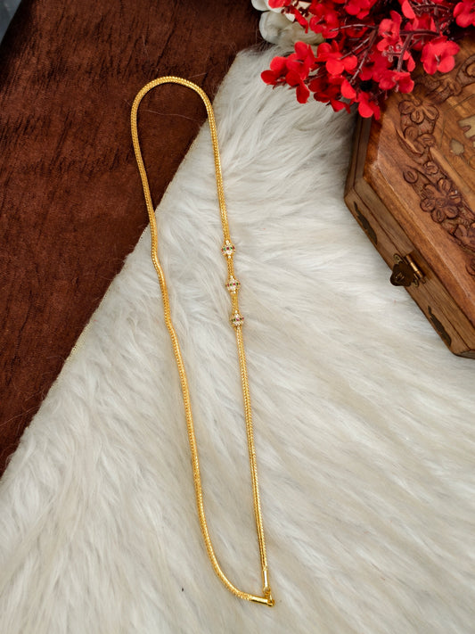 Micro gold plated Mugappu chain (1Gram Gold plated) Stone Model