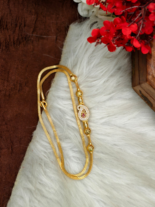 Micro gold plated Mugappu chain (1Gram Gold plated) Stone Model