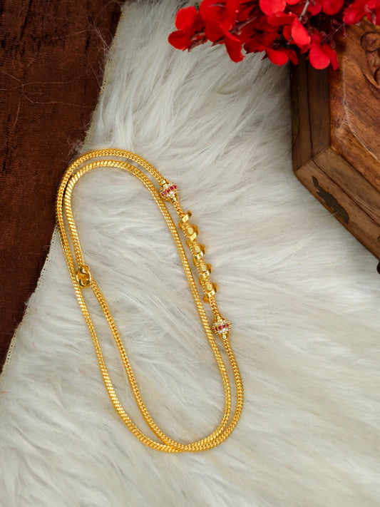 Micro gold plated Mugappu chain (1Gram Gold plated) Stone Model