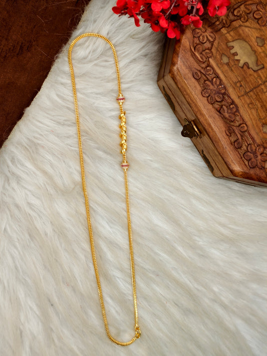 Micro gold plated Mugappu chain (1Gram Gold plated) Stone Model