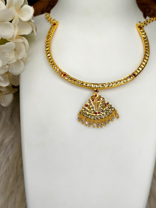 Women Impone Stone Necklace – Premium Gold Finish Traditional Design