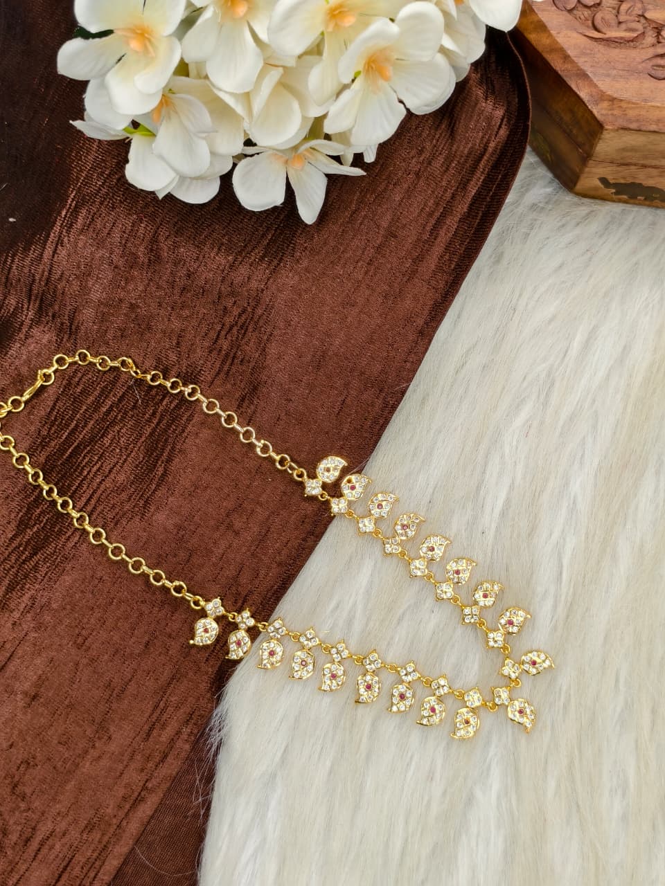 Women Impone Stone Necklace – Premium Gold Finish Traditional Design