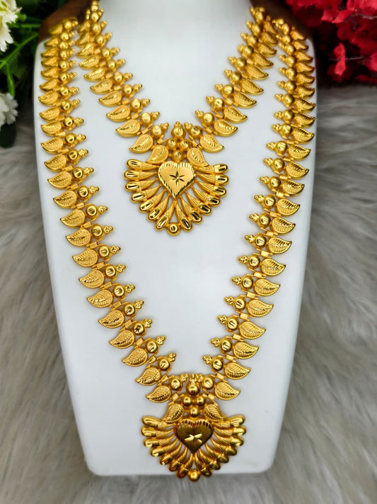 1 Gram Gold Plated Matte Finish Haram Necklace Combo for Women – Traditional Bridal Jewellery
