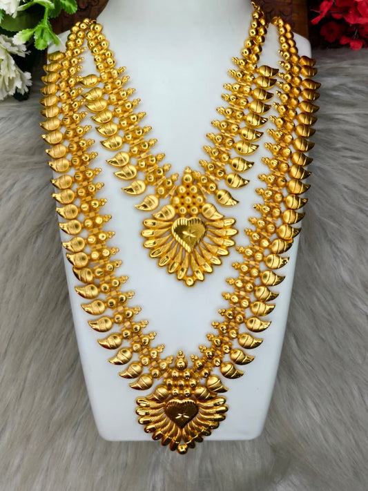 1 Gram Gold Plated Matte Finish Haram Necklace Combo for Women – Traditional Bridal Jewellery