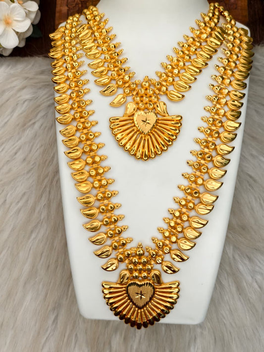 1 Gram Gold Plated Matte Finish Haram Necklace Combo for Women – Traditional Bridal Jewellery