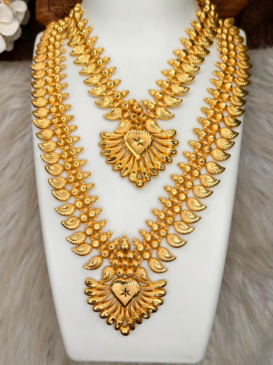 1 Gram Gold Plated Matte Finish Haram Necklace Combo for Women – Traditional Bridal Jewellery