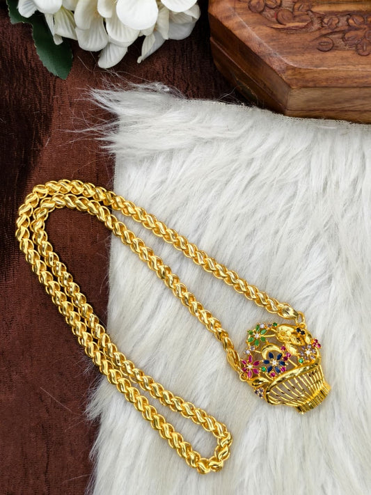 ✨plain  Dollar Matte Finish Chain – Gold Plated Jewellery for Women✨
