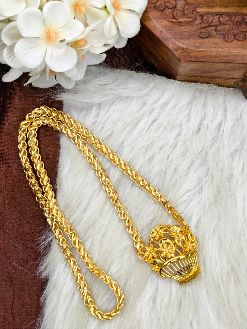 ✨plain  Dollar Matte Finish Chain – Gold Plated Jewellery for Women✨